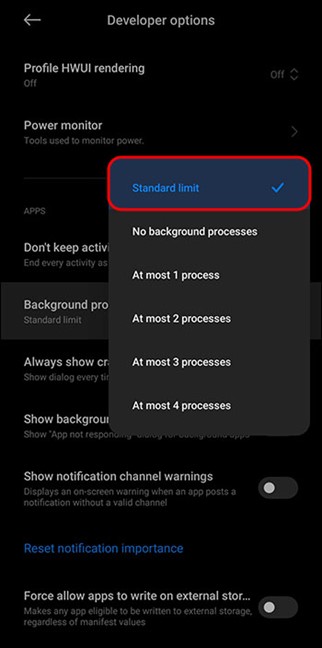 Background Processes Limit